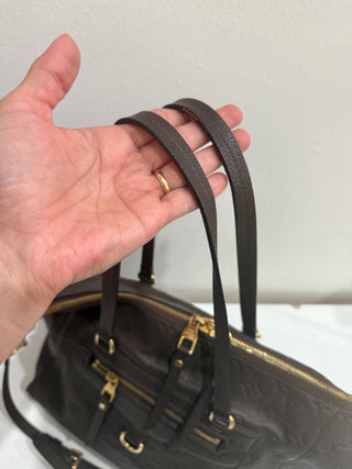 Louis Vuitton Embossed Leather Terre Monogram Empreinte Lumineuse PM Bag Brown