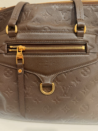 Louis Vuitton Embossed Leather Terre Monogram Empreinte Lumineuse PM Bag Brown