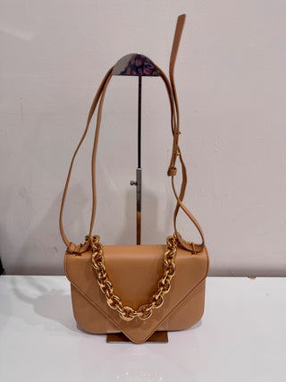 Bottega Veneta Mount Small Cob Calfskin Crossbody Bag Almond Medium