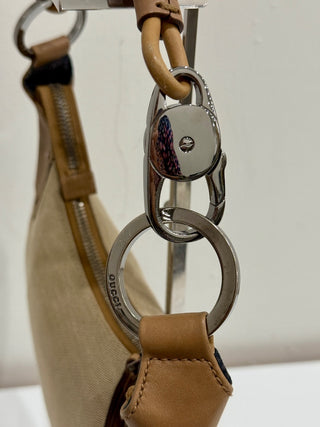 Vintage Gucci Small Canvas Moon Hobo Shoulder Bag Beige