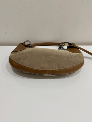 Vintage Gucci Small Canvas Moon Hobo Shoulder Bag Beige