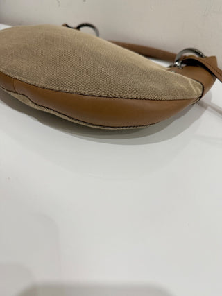 Vintage Gucci Small Canvas Moon Hobo Shoulder Bag Beige