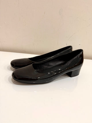 Chanel Patent Leather Low Heel Ballerina Moccasins Pumps Black Women's Size 38.5