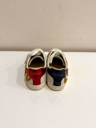 Gucci Leather Web Ace Lace Up Embroidered Loved Sneakers White Womens Size 37