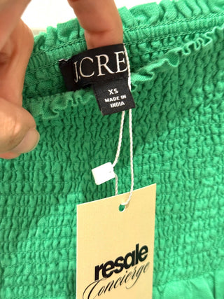 J.Crew Linen Smocked High Waist Flared Mini Skirt Bright Green Women's Size XS