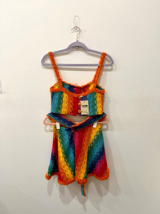 Alexis Rainbow Knit Set: Cielo Top & Kalile Mini Skirt Multi Women's Size Small