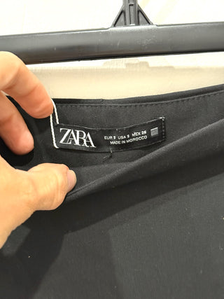Zara Cotton Blend Ruffle Trim High Waisted Trouser Shorts Black Women's Size S