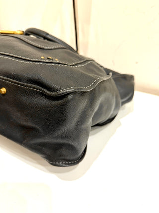 Chloé Paddington Lock & Key Grained Leather Satchel Bag Black Women's Large