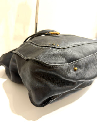 Chloé Paddington Lock & Key Grained Leather Satchel Bag Black Women's Large