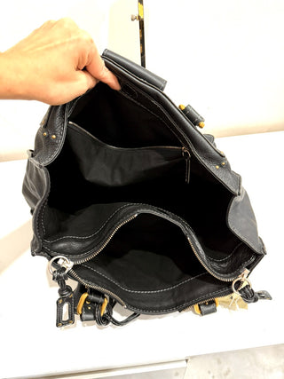 Chloé Paddington Lock & Key Grained Leather Satchel Bag Black Women's Large