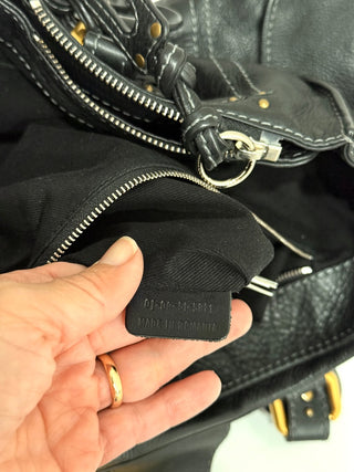 Chloé Paddington Lock & Key Grained Leather Satchel Bag Black Women's Large