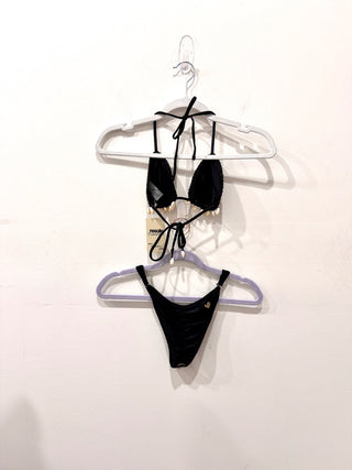 Capittana Trinidad Crochet 2 Tone Bikini Set w/ Shell Embellished Black/White S