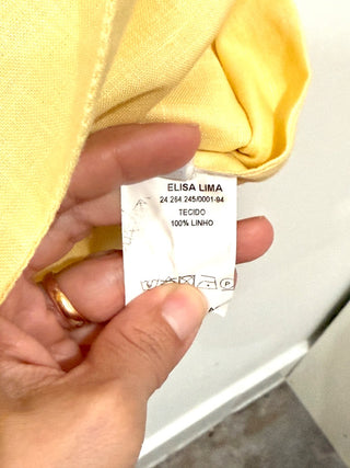 Elisa Lima Ruffle Crop Top & Belted High Waisted Short Set Yellow Women's 36 / S