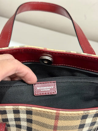 Burberry Haymarket Check Plaid Coated Canvas Tote Bag Beige Multi