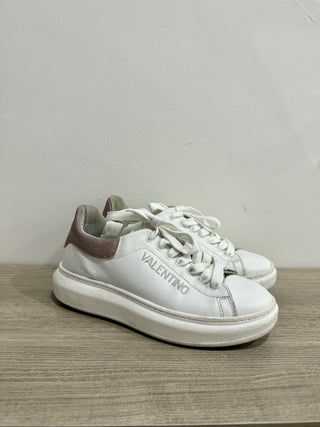 Valentino by Mario Valentino Fresia Leather Platform Sneaker White Rose Size 8.5