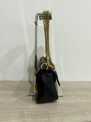 Fendi Black/Mogano Zucca FF Coated Canvas Flap Mini Shoulder Bag w/ Chain Strap