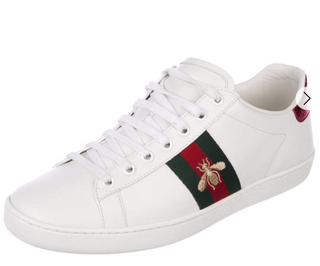 Gucci Leather Python Embossed Leather Ace Bee Low Top Sneakers White Women EU 39