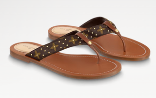 Louis Vuitton Monogram Canvas Sunny Flat Thong Sandals Cacao Brown Women's 40