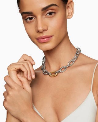 David Yurman DY Madison Darkened Silver / Gold Chain Chocker Necklace