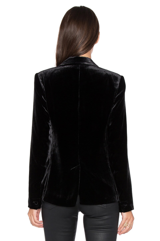 Joie Mehira Velvet Shawl Lapel Formal Blazer Jacket Black Caviar Women's Size 12