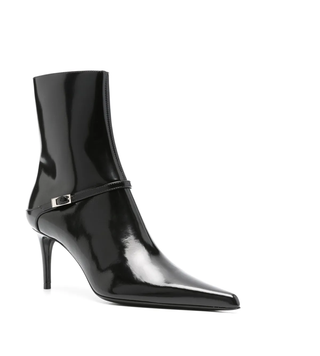 NWT Saint Laurent Vendome 70mm Pointy Stilettos Leather Ankle Boots Black 37.5
