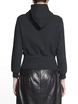 Balenciaga Long Sleeve Sporty B Tuck-in Crop Hoodie Washed Black Women's Small