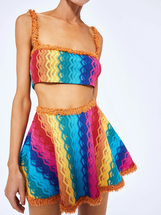 Alexis Rainbow Knit Set: Cielo Top & Kalile Mini Skirt Multi Women's Size Small