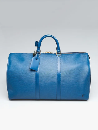 Louis Vuitton Toledo Blue Epi Leather Keepall 50 Travel Bag