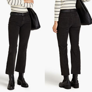 Nili Lotan Roe Cotton-Blend Corduroy Bootcut Pants Jet Black Women's Size 2 (XS)