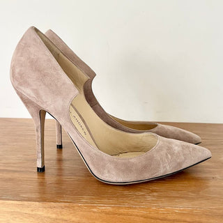 Paul Andrew Suede Slip On Stiletto Heels Pump Shoes Beige Women's Size 38.5 / 8