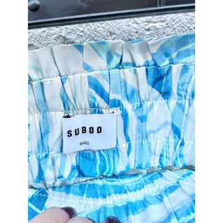 Suboo Psychedelic Agate Print Shirt & Elastic Waist Shorts Set Blue Womens Small