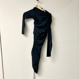 Balenciaga's Long Sleeve Ruched Bodycon Mini Dress Matte Black Women's 34 / US 2