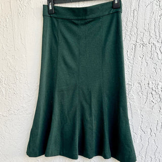 Diane Von Furstenberg Pull On Flared Midi Skirt Dark Green Women's Size US 6