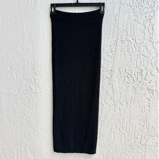Camila Coelho Joss Pull On High Waisted Knit Midi Skirt Black Women's Size XS