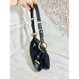 Prada Milano Tessuto Adjustable Single Strap Shoulder Handbag Black