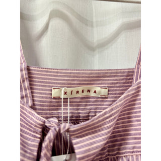 Xirena Striped Sleeveless Pleated Tie Front Midi Dress Purple/Pink Womens Medium