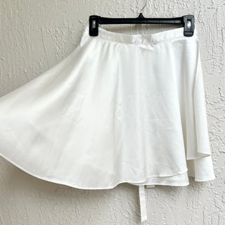 Rumours High Waisted Ruffle Hem Wrap Tie Waist Mini Skirt White Women's Size S