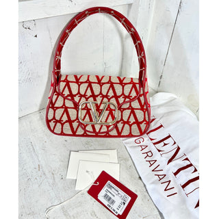 NWT Valentino Garavani Iconographe Loco Canvas Envelope Hobo Bag Red One Size
