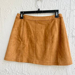 Zara Trafaluc Collection Suede High Waisted Snap Button Down Mini Skirt Brown M