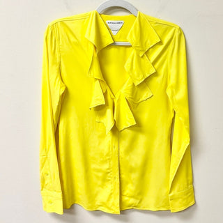 Bottega Veneta Long Sleeve Ruffle-Collar Button-Down Blouse Yellow Women 36 / 0