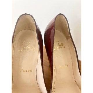 Christian Louboutin Leather Stiletto Heels Pumps Shoes Womens Burgundy 36/6