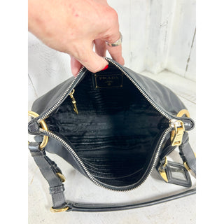 Prada Milano Tessuto Adjustable Single Strap Shoulder Handbag Black