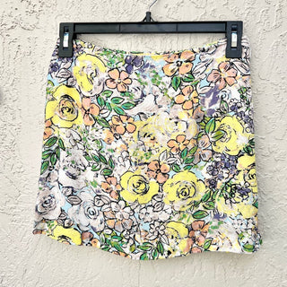 Wild Flower Floral Print Smocked Cropped Top & Mini Skirt Set Multi Womens Small