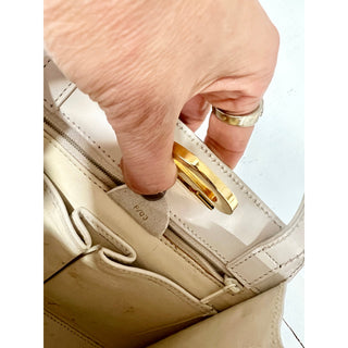 CELINE Gancini Leather Crossbody Shoulder Handbag White with Dust Bag