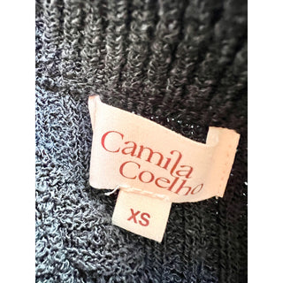 Camila Coelho Joss Pull On High Waisted Knit Midi Skirt Black Women's Size XS