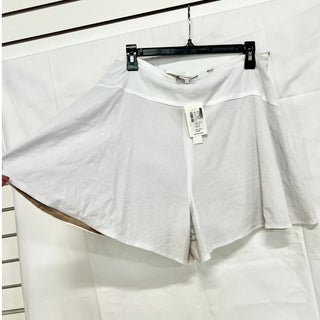 NWT Vince Linen Blend Pull On High Waisted Flounce Flared Shorts White Womens 10