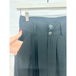 Nonchalant Label Page High Rise Pleated Wide Leg Trouser Pants Black Women's XS