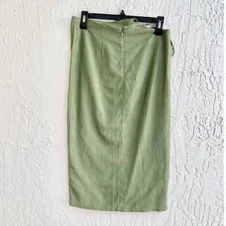 Lioness Fazio Side Cutout Mid Rise Straight Fit Midi Skirt Khaki Green Womens XS