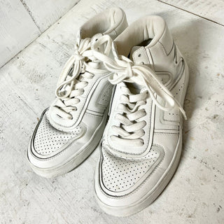 Celine CT-01 Z Leather Trainer High Top Sneakers Optic White Women's Size 36/5.5