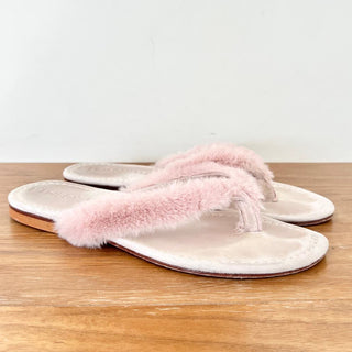 Madison Maison Ivanka Artificial Fur Flip-Flops Pink Women's Size 39 / 8.5